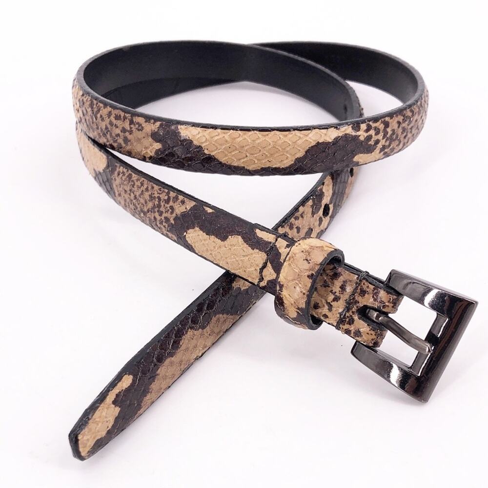 WCM New York black & tan faux snake skin belt